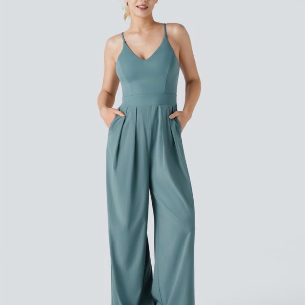 HALARA Teal Sleeveless Jumpsuit